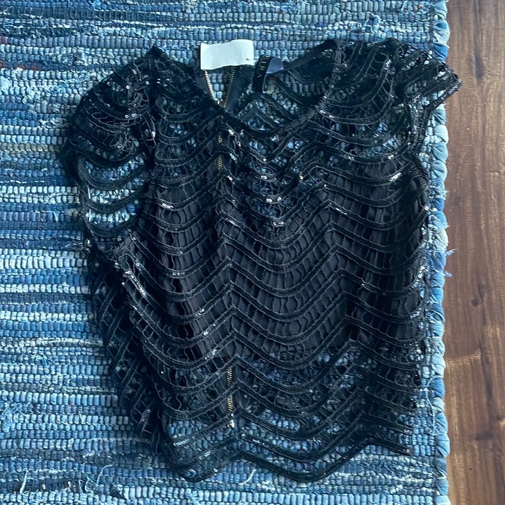 Akira Sequined laced crop top